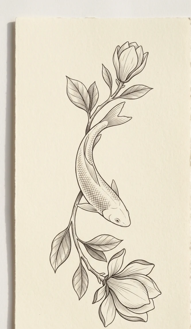 Spine fish and magnolia